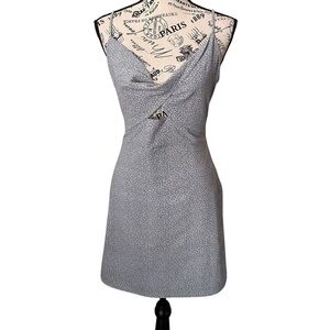 Abercrombie & Fitch Twist-Front Cut Out Mini Blue Floral Dress - Size L (Tall)